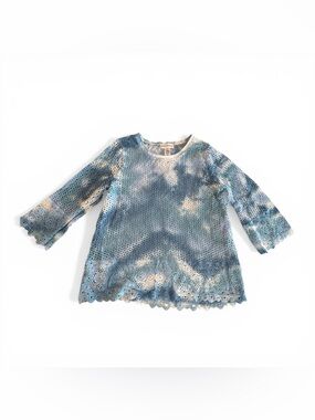 Women’s Blue Tie-Dye Crocheted Top With Under Layer
